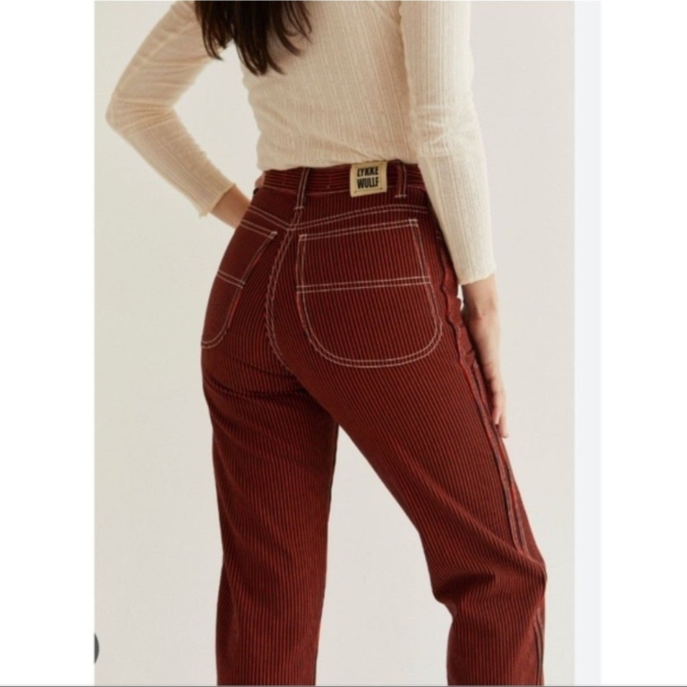 NWOT Lykke wullf workwear Jean hickory stripe blue red high rise pant size 0 new